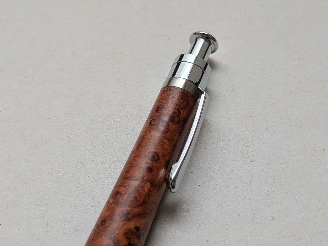 【上杢・美品】工房楔 花梨瘤 ルーチェペン ボールペン 濃赤 木軸 箱付き