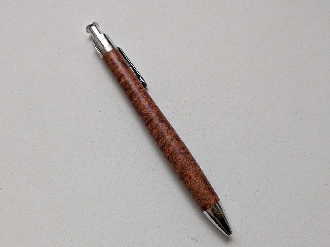 【上杢・美品】工房楔 花梨瘤 ルーチェペン ボールペン 濃赤 木軸 箱付き