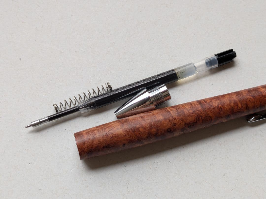 【上杢・美品】工房楔 花梨瘤 ルーチェペン ボールペン 濃赤 木軸 箱付き