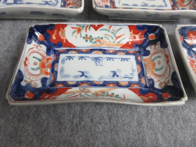 伊万里色絵染錦長皿5枚 [B27312]