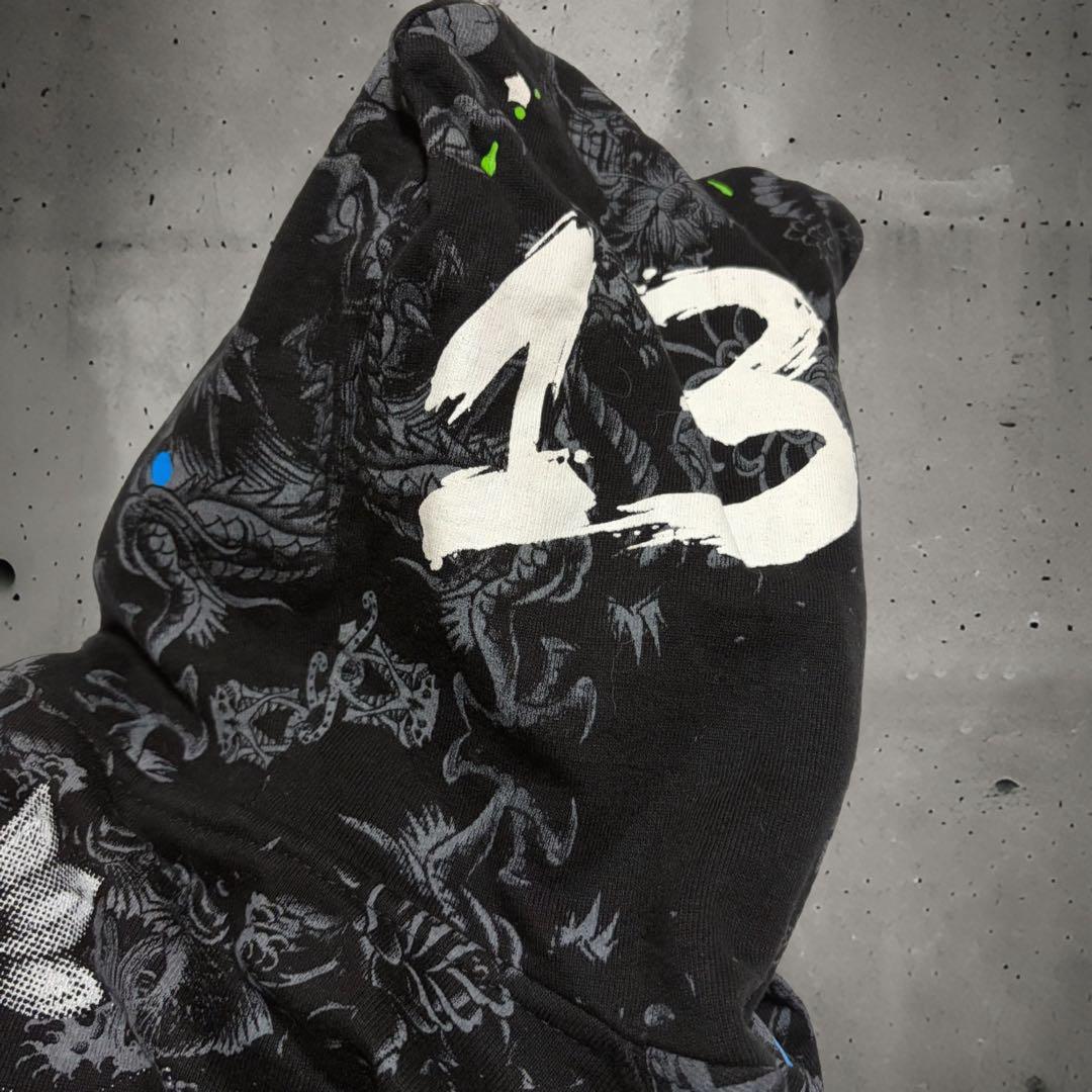 y2k 00s Ed Hardy パーカー 総柄 平成 ギャル グランジ 短丈