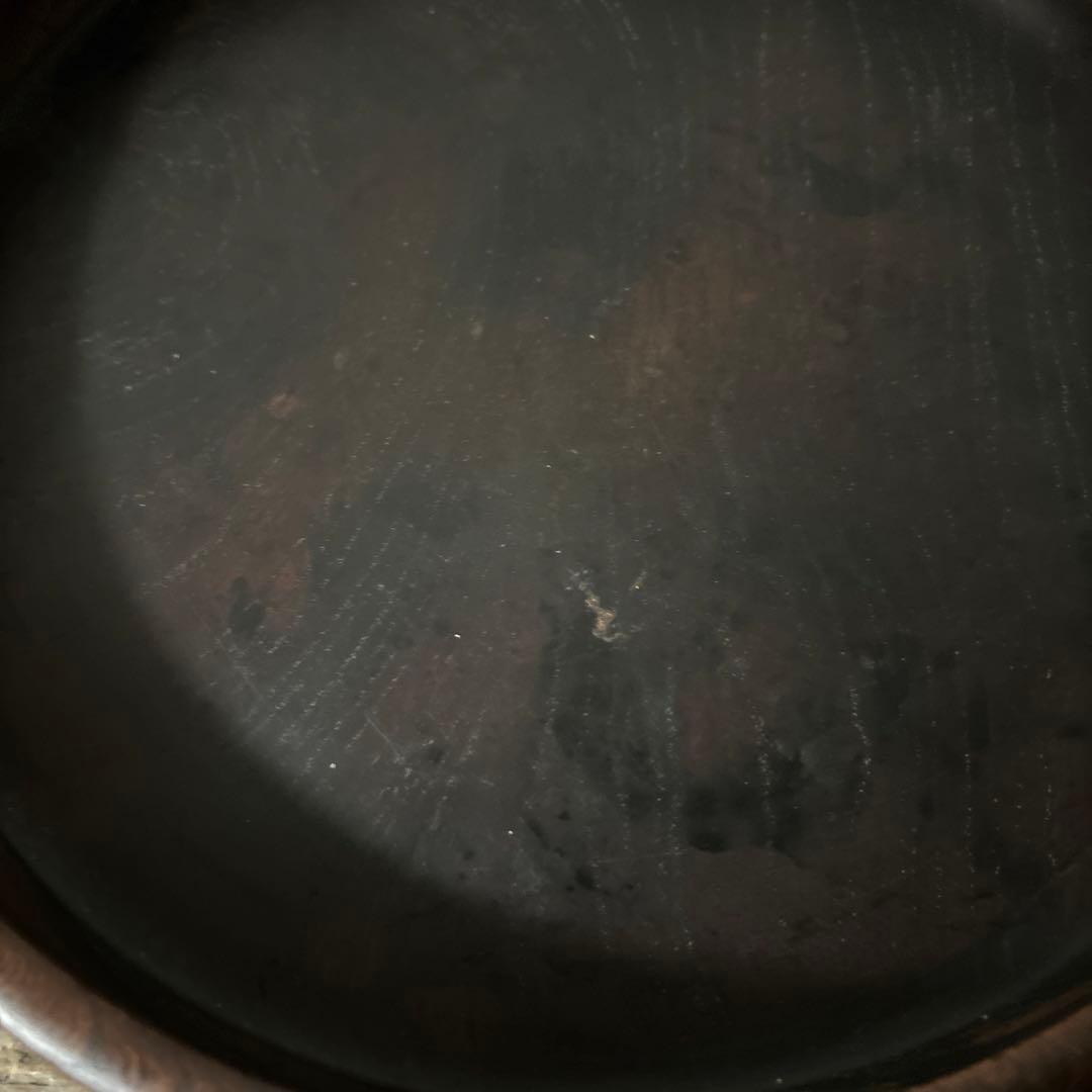 古い木地盆⑨ 丸盆　古民芸　アンティーク　くり抜き盆　酒器　煎茶　骨董　検:李朝