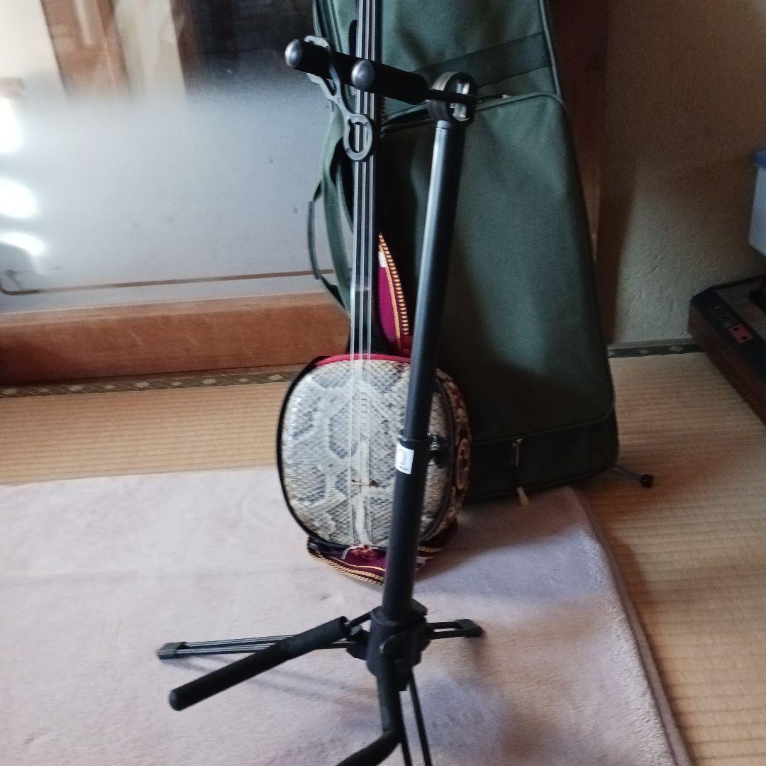 三線 本体 ヘビ皮製 3弦 ケース付き 三線スタンド サンバ 爪 チューナー