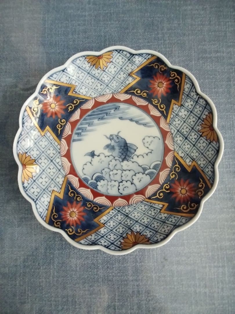 献上手書き伊万里焼 五寸皿 登り鯉 5枚 Amazon.co.jp: 皿 おしゃれ :