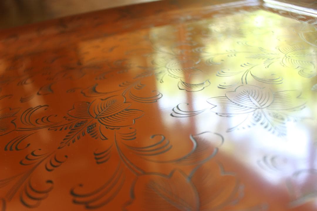 デッドストック！前大峰作！極上沈黒草文の映える脚付四方膳（検輪島塗お膳お盆茶道具