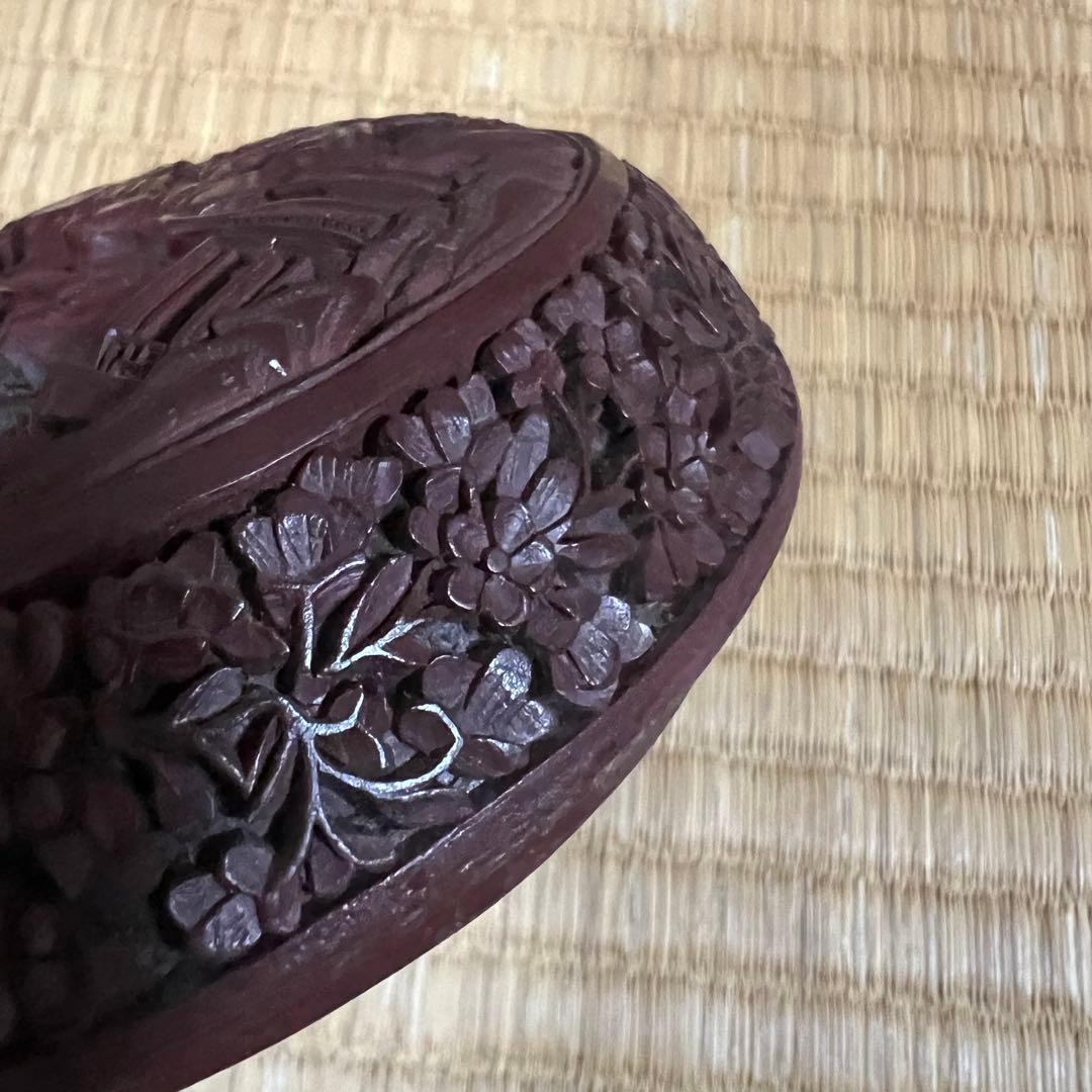 中国美術 堆朱 楼閣紋 サイズ 約 高さ6cm 幅 13cm