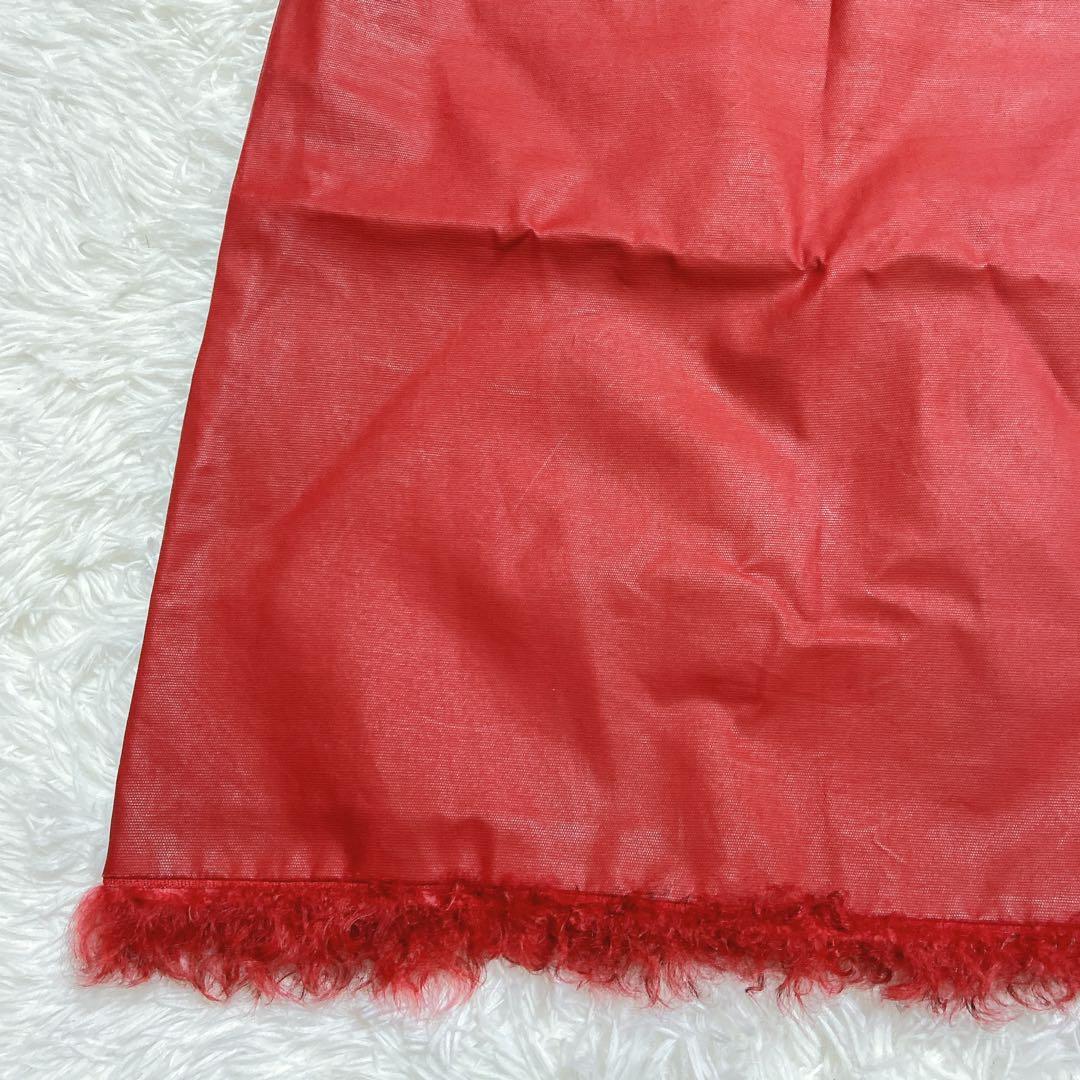 希少⭐️フェンディ　スカート　ファー　コットン　ズッカ柄　赤　アオイ　サイズ40