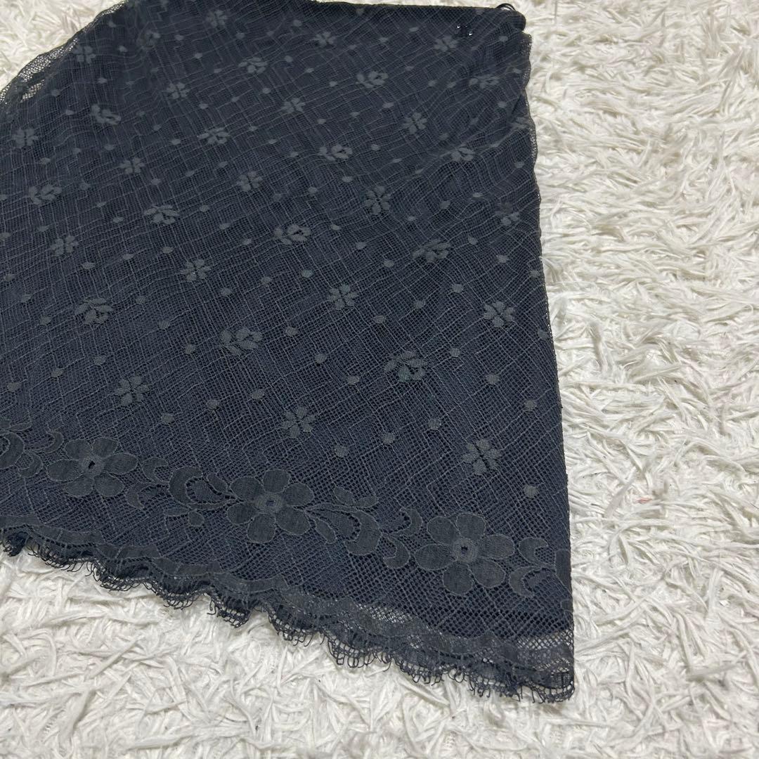 CHANEL 03A ココマーク 花柄刺繍 レース チュール フレアスカート40