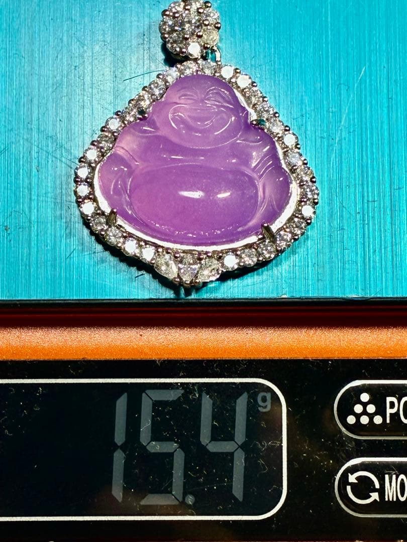 天然石 紫翡翠原石 極細工彫刻高氷種ヒスイ アンティーク 佛像ヒスイ