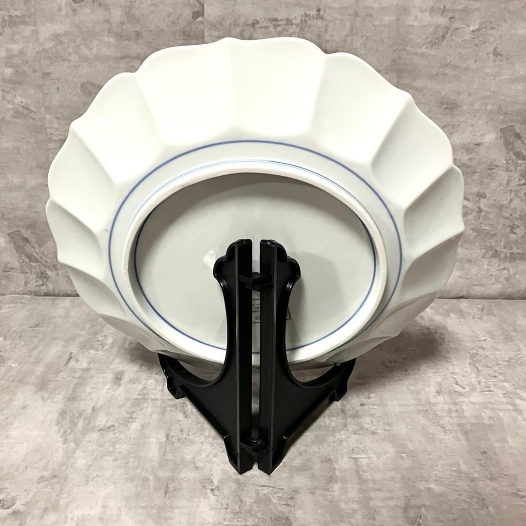 未使用保管品 九谷焼 10号飾皿 古九谷花鳥 伝統工芸品 皿立付 32cm 箱