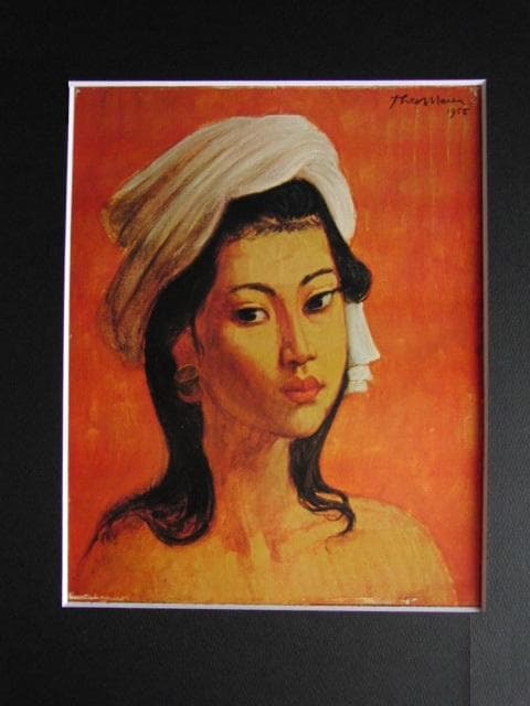 THEO MEIRE（テオ　マイエル）、バリの少女像、希少な額装用大判画集画