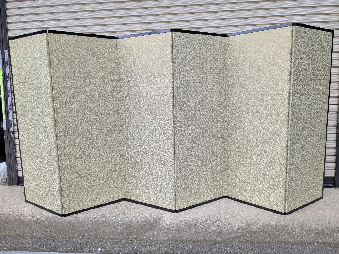 秀峰銘】山水図屏風 風景図約259×116㎝ 金紙 片面 六曲 屏風 日本画