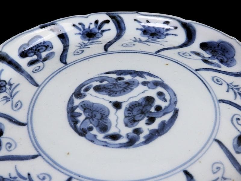 古伊万里 染付 なずな紋 霊芝紋の図 6寸皿 E611 AS-CQo - メルカリ