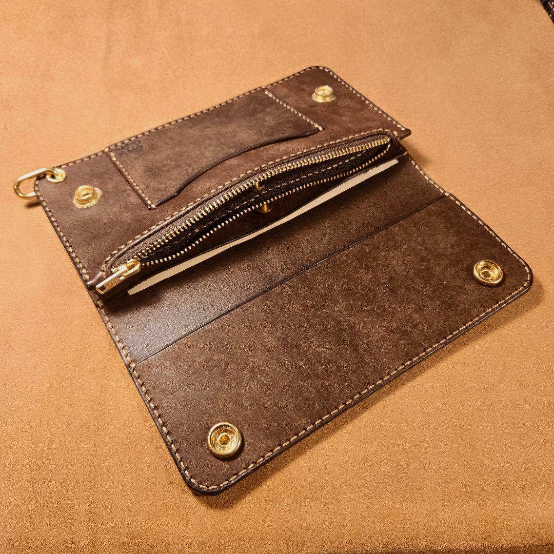 267ロング　トラッカーウォレット　イタリアンレザーMARGOT【ダークブラウン