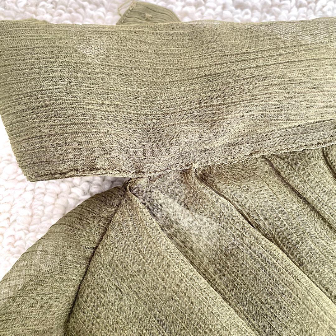 【幻の完売商品！着用１回】pinue ピヌエ シフォンドレス オリーブグリーン