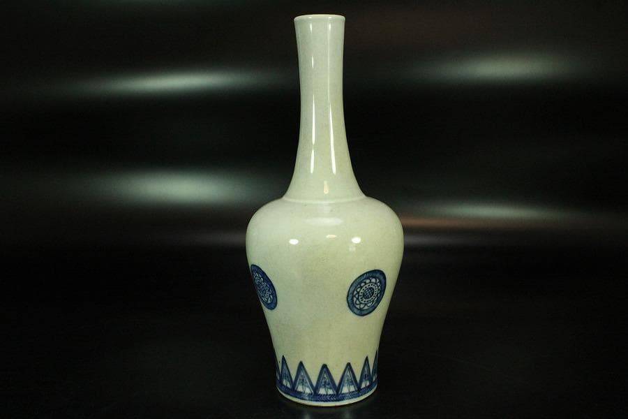 中国美術 青花 首長瓶 高25cm(K-A202)