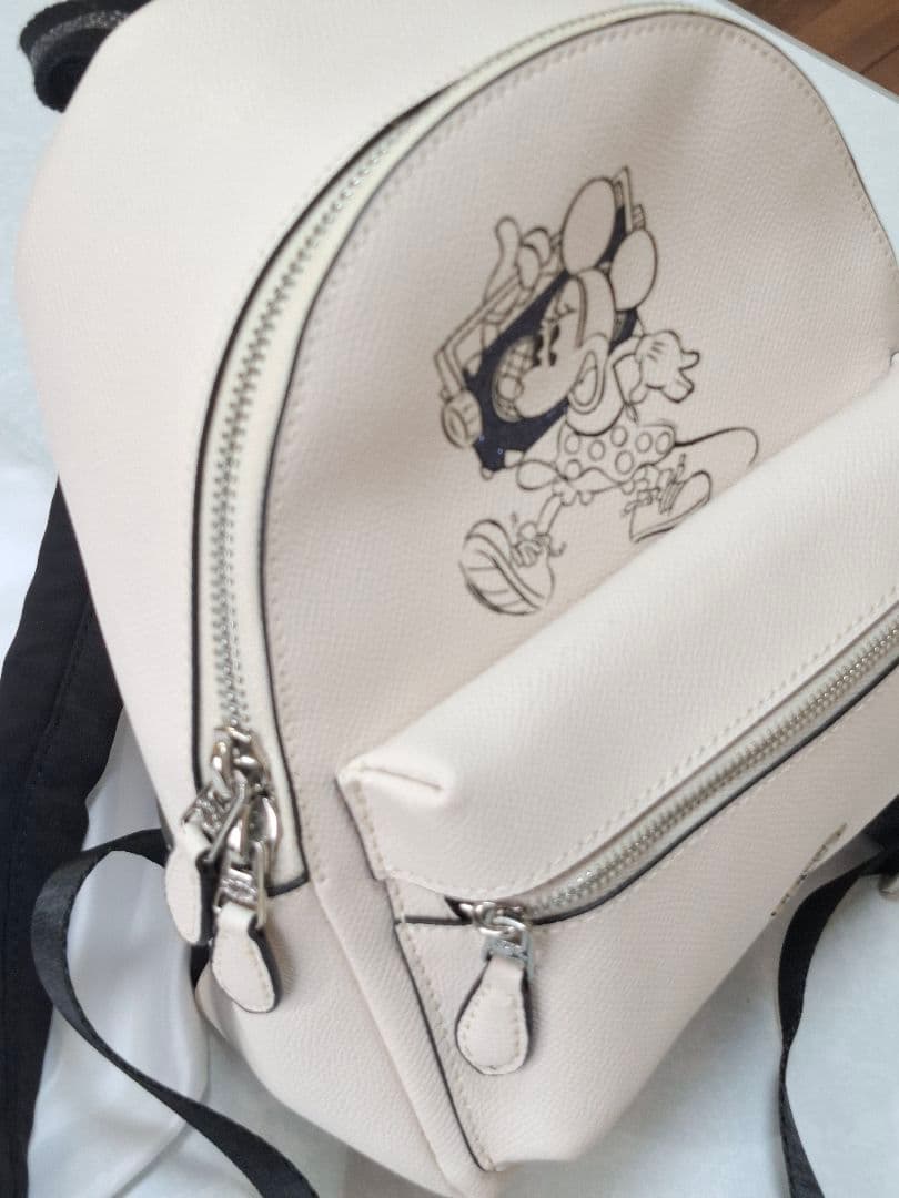 【COACH × Disney】ミニーマウス ミニリュック ホワイト レザー