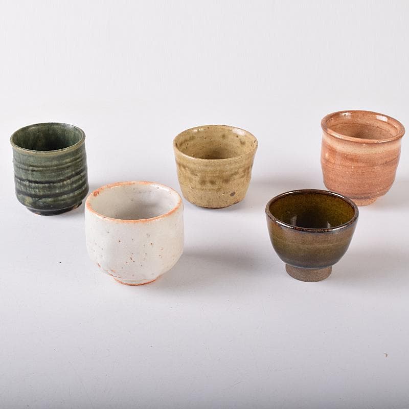 萩焼　十三代坂田泥華作など　ぐい呑み　十種　黒田陶々庵極め箱　M　R8426