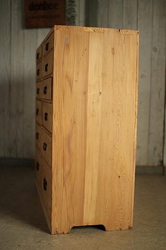 古い木製の引き出し 12杯 タンス 収納 古家具 古民家 木製 引き出し 1段