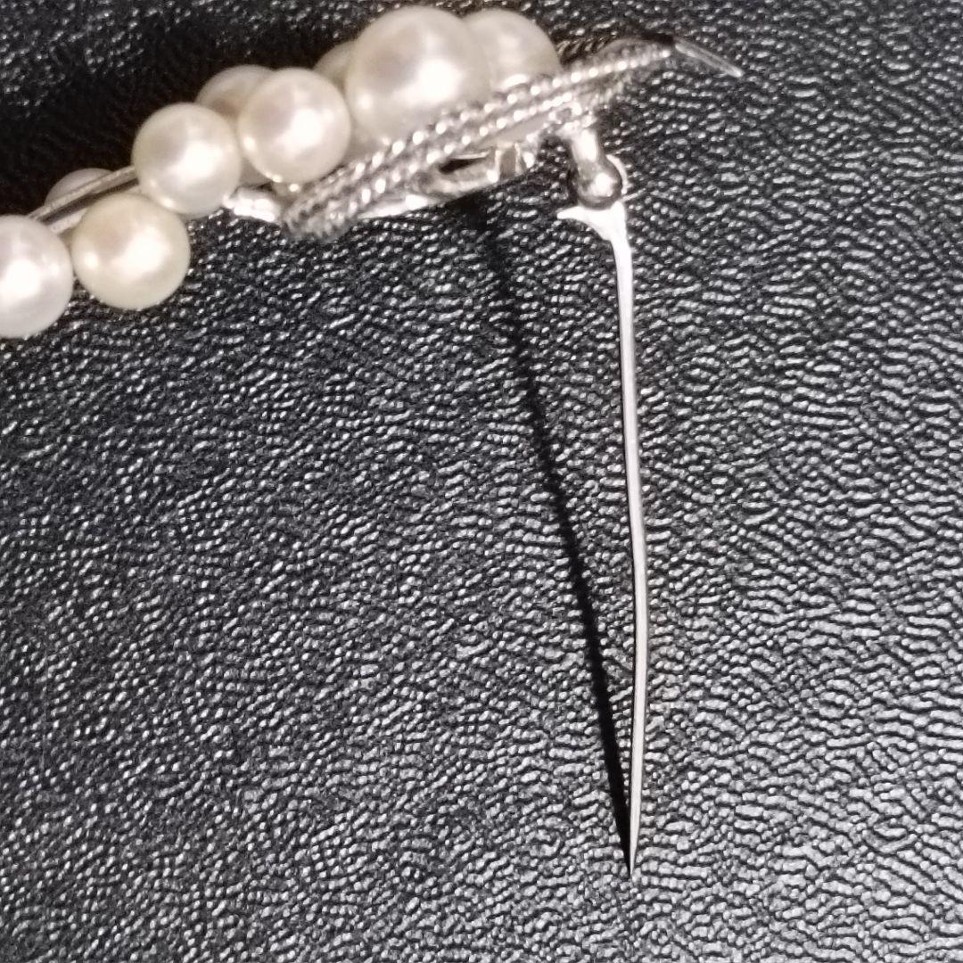 ミキモト パール 11粒 ブローチ コサージュ リボン SV - メルカリ