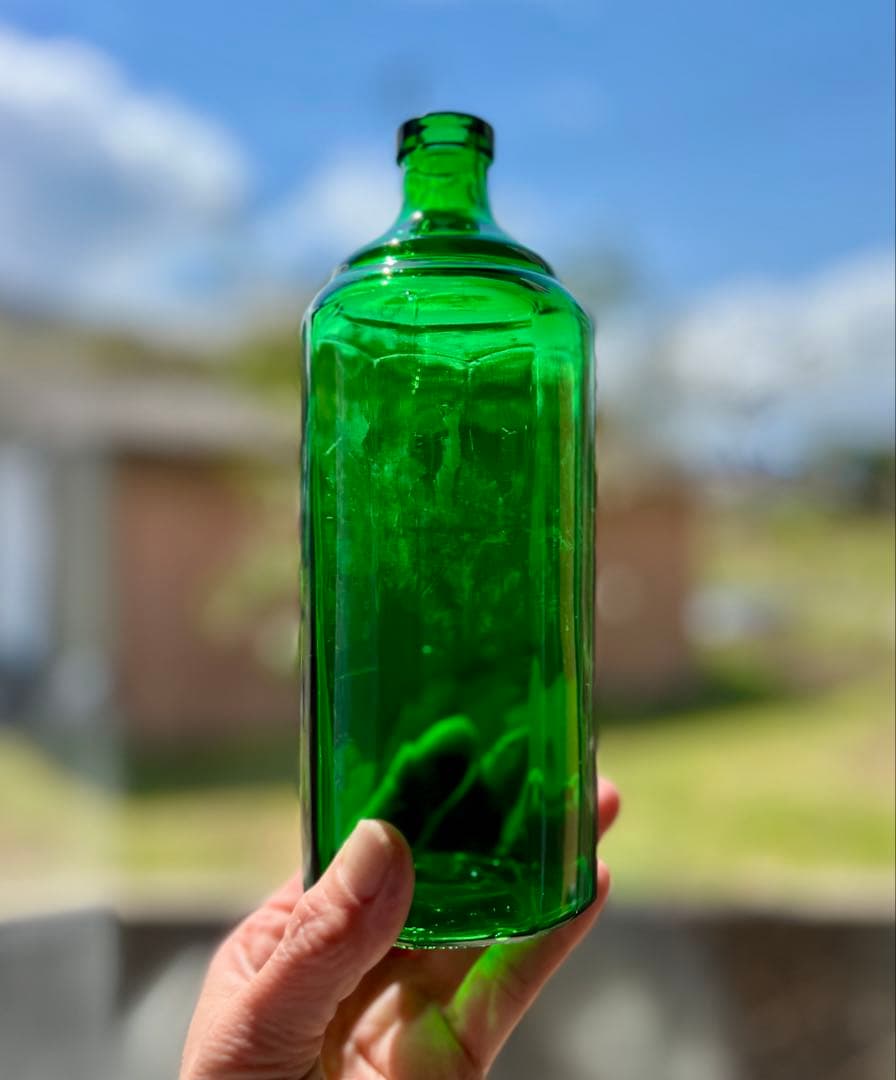 人體消毒新薬ビン ヨシマン リゾホルム 八角瓶 神薬 エンボス ガラスビン