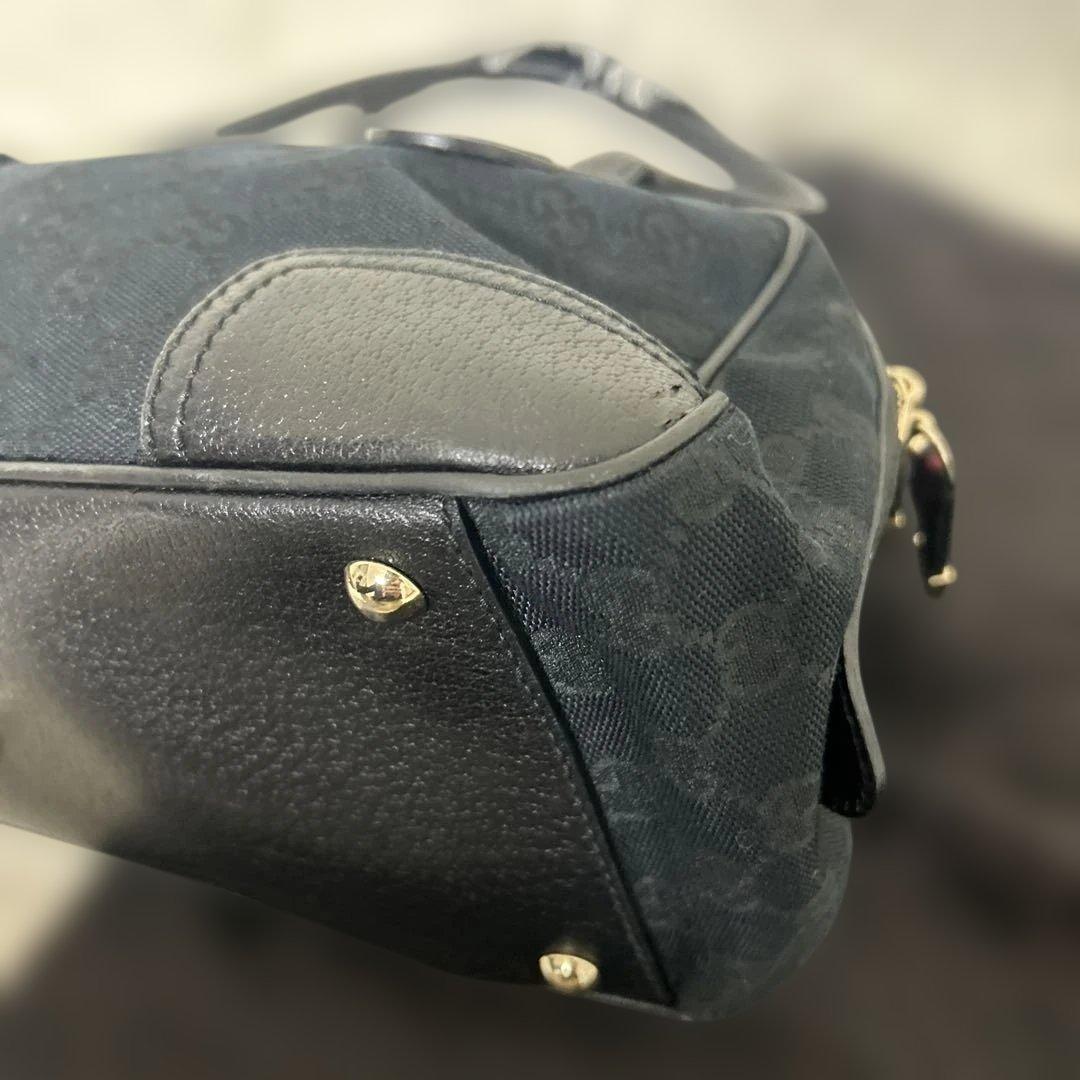 【美品】GUCCI プリンシー GGキャンバス ミニボストンバッグ 肩掛け 黒