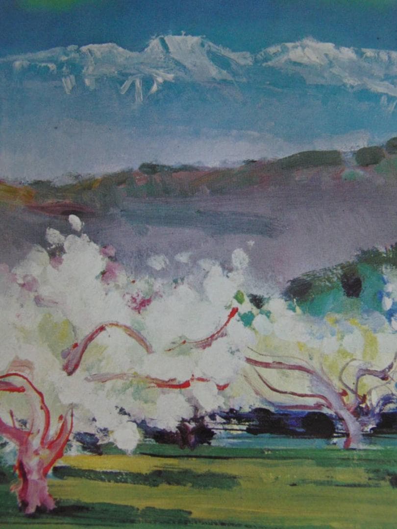 西尾善積、【りんごの花咲く頃】希少な額装用画集より、厳選、新品額装、マット額装付