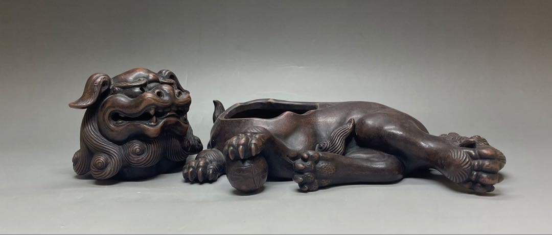 古備前　玉乗り　獅子香炉 　bg410