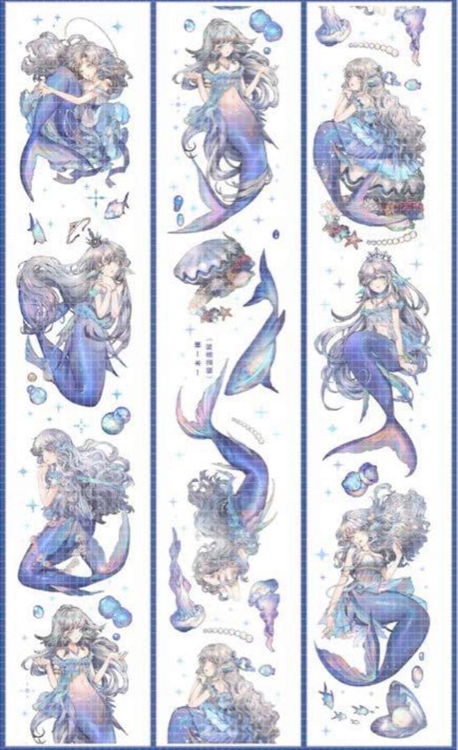 《在庫ラスト❗️処分セール》海外人物　マスキングテープ　墨魚 14点　⚠️ホロpet