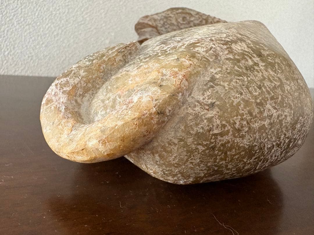 石？玉？の牛の中国的置物 角アリ 25cm、2.3 kg