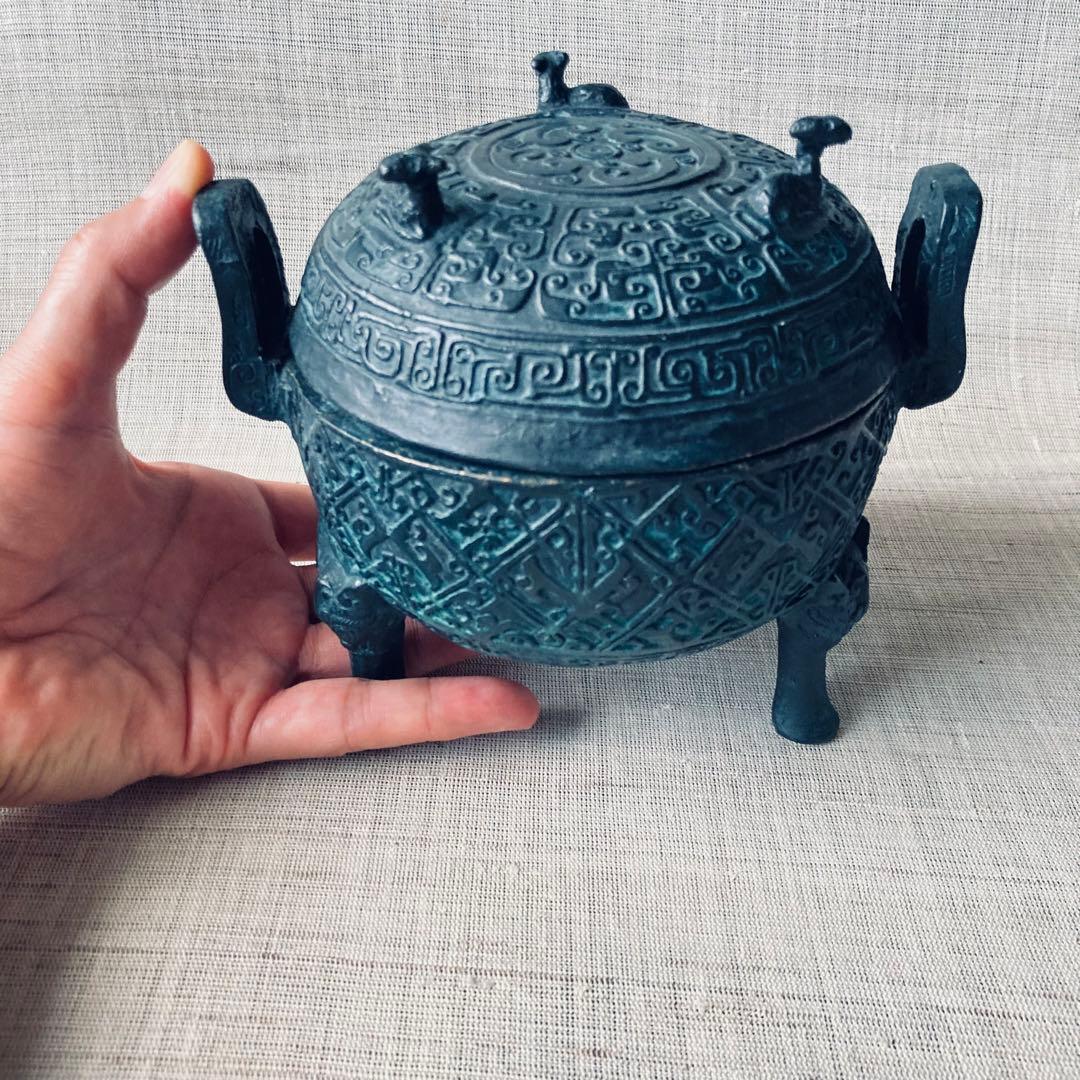 15⑲ 故宮博物院 収蔵 戦国雲紋 三鹿帝鼎 レプリカ 青銅器