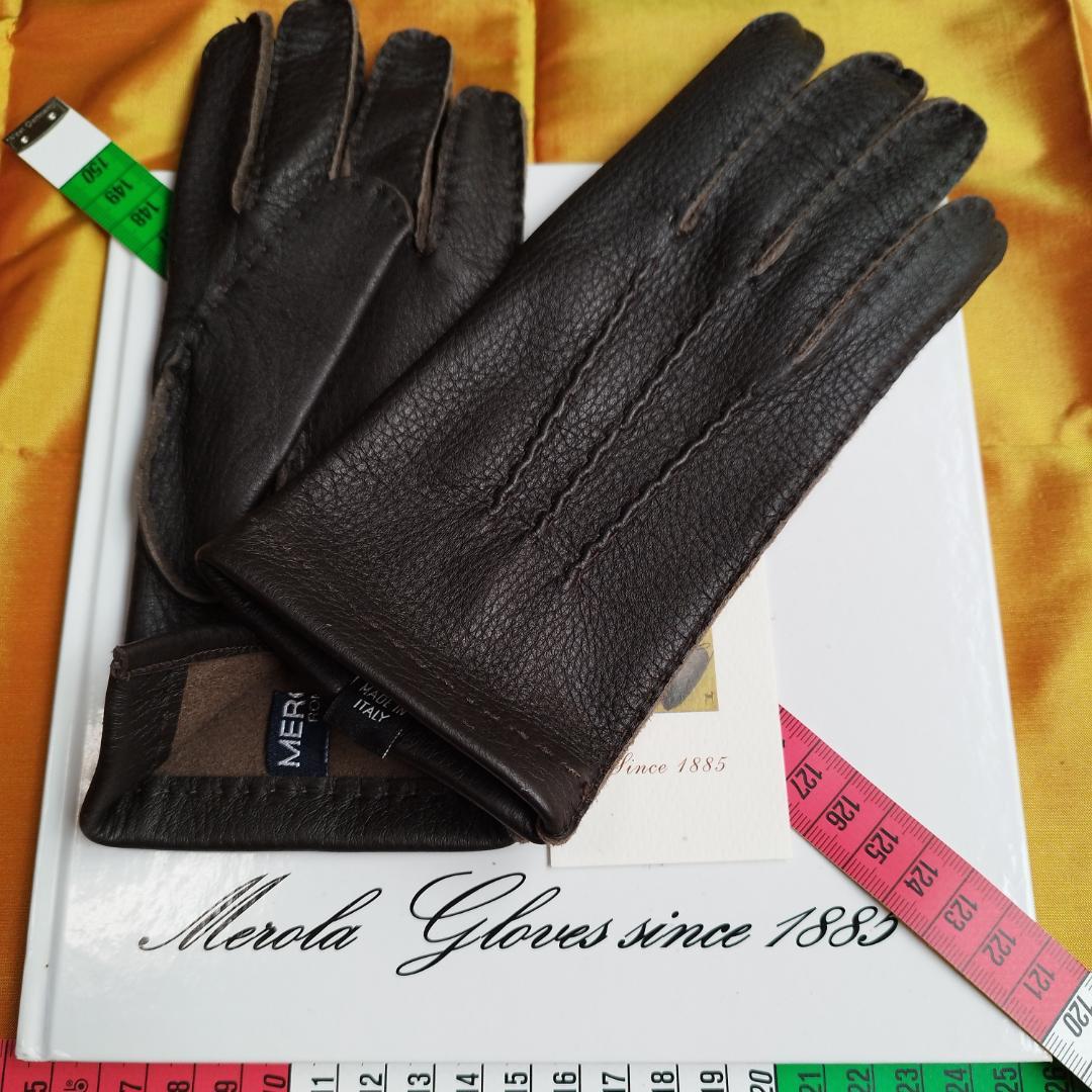 今季 メローラ ナッパ黒 シルクライニング グローブ 革手袋 MEROLA