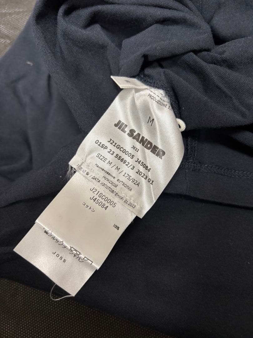 JILSANDER コットン モックネックTシャツ M インディゴ トップス・T