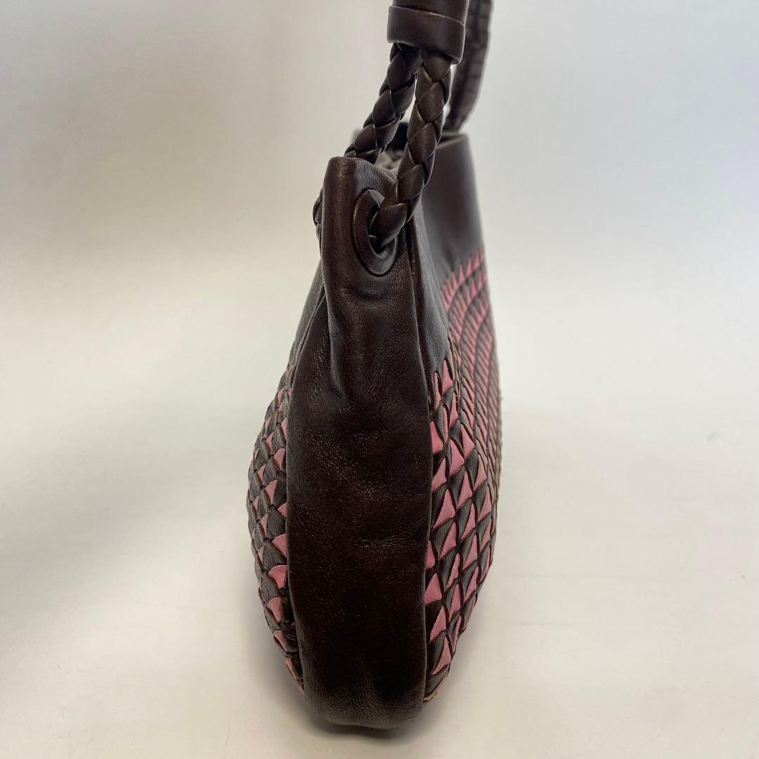 ボッテガヴェネタ ワンショルダーバッグ ブラウン×ピンク イントレチャート