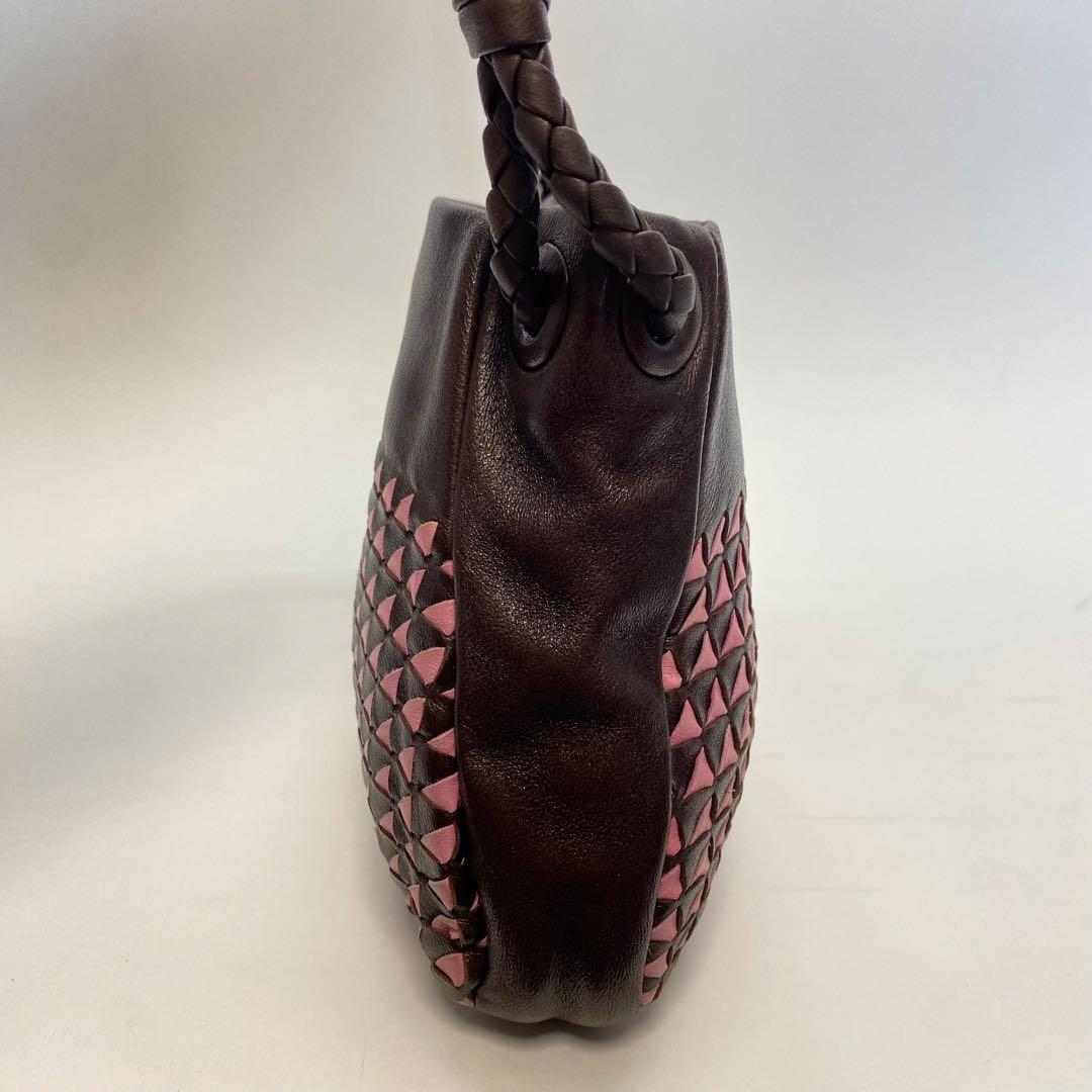 ボッテガヴェネタ ワンショルダーバッグ ブラウン×ピンク イントレチャート