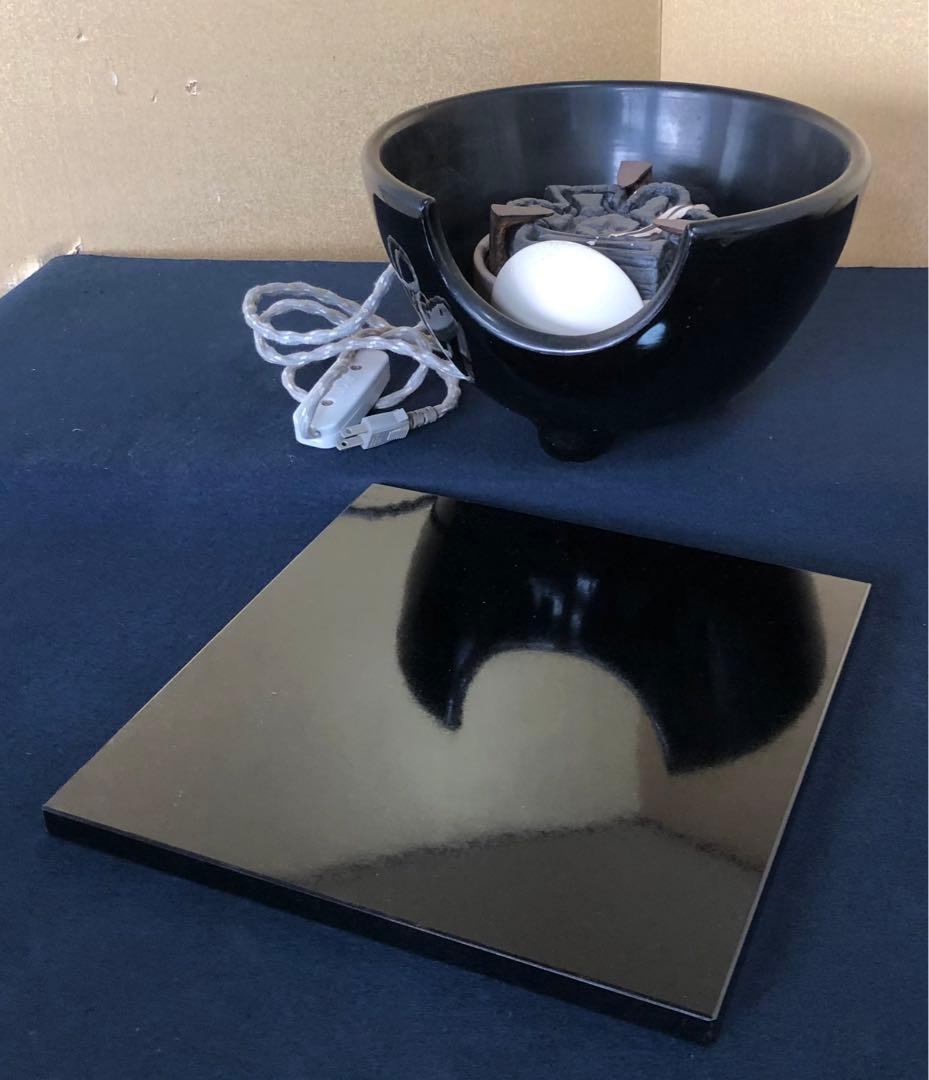 《R》野々田式 風炉型電熱器 黒真塗 B 小板付 元箱付 ① 1f