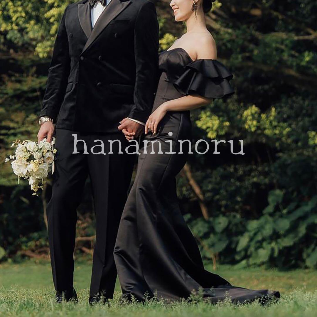 披露宴　結婚式　ドレス　前撮り　黒　パーティー　街撮り　二次会　お色直し　秋婚