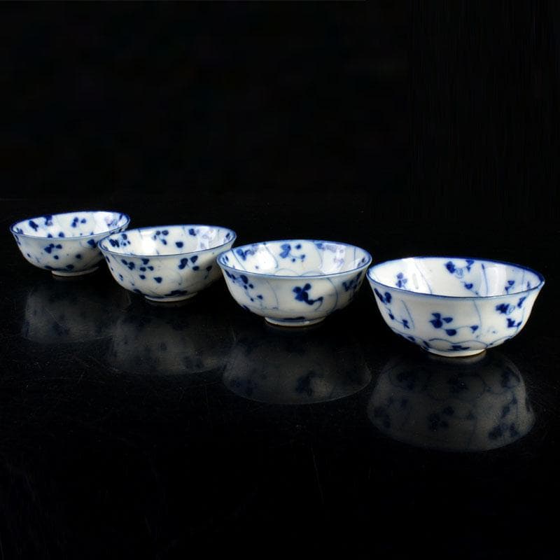 伊万里焼 古伊万里 染付 花文 煎茶碗 9点まとめて C 6835 伊万里焼 古