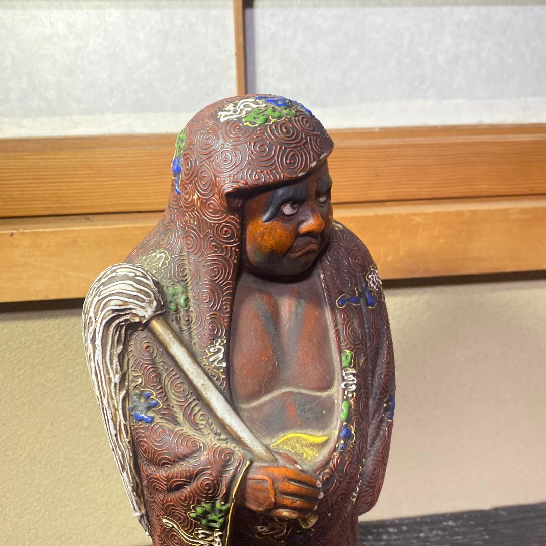 古九谷　色絵達磨図置物　30cm11cm12cm