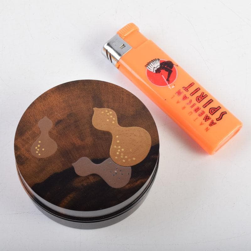 茶道具　正博作　黒柿製　六瓢蒔絵　香合　共布共箱　V　9034