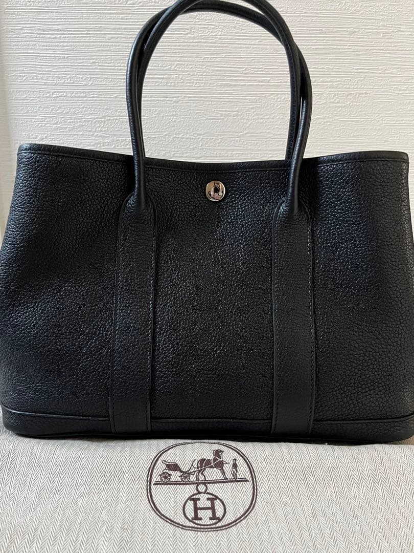 エルメス　ガーデンパーティー　ネゴンダ　レザー　黒　美品