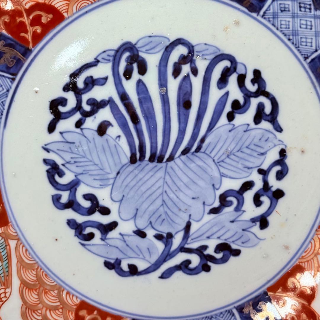 古伊万里 大聖寺伊万里 染錦三方龍仙人菊花型鉢 三ツ鉢揃い