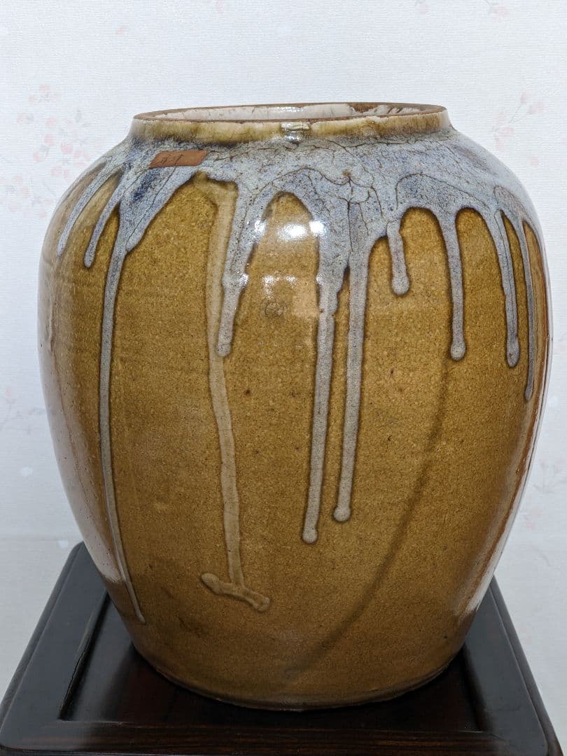 ♦唐津焼 黃唐津壺 江戸時代幕末〜 明治時代初期 水指 置物飾り 古美術骨董品