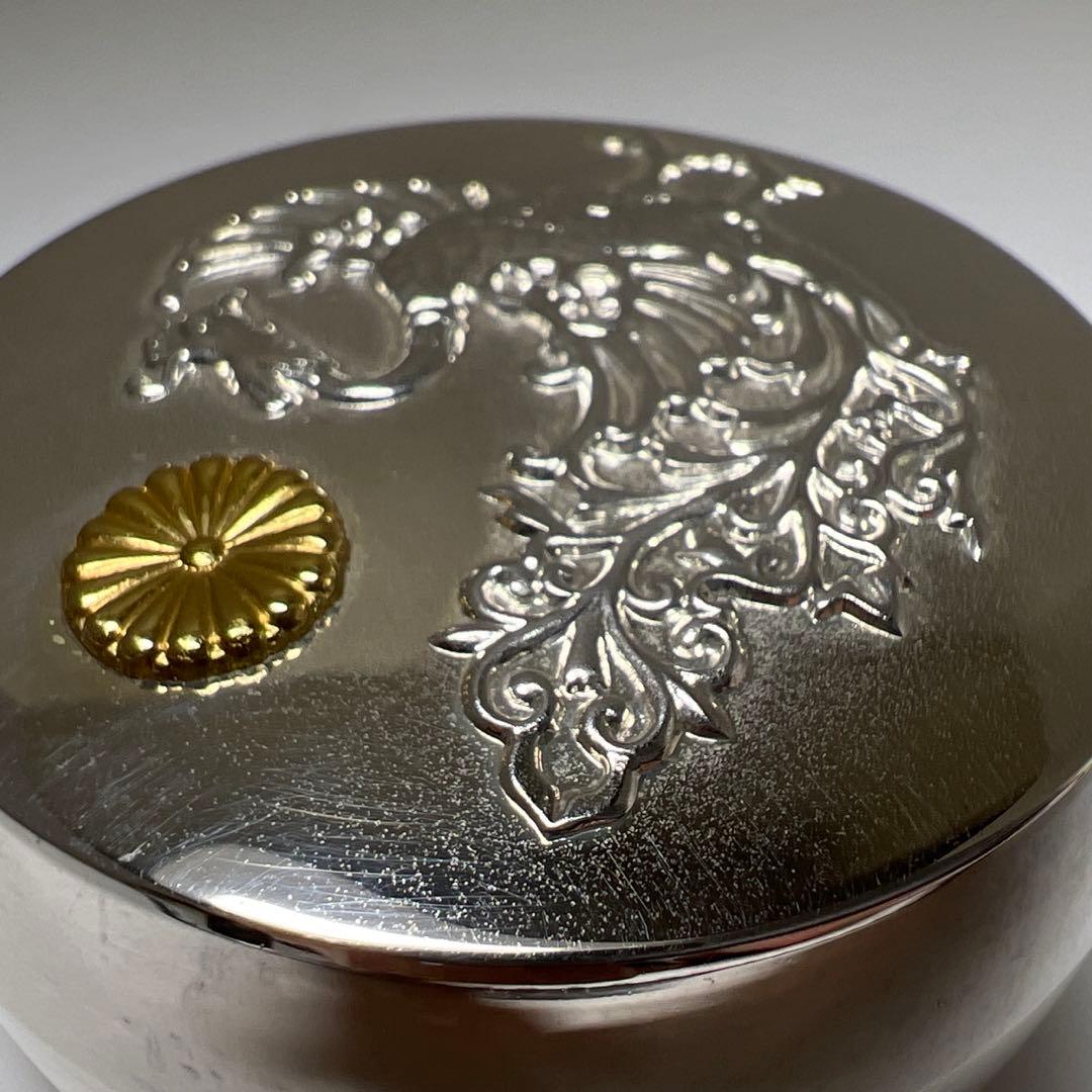 平成2年　純銀　天皇御即位記念鳳凰文ボンボニエール　共箱　東Y7-0804⭐︎1F