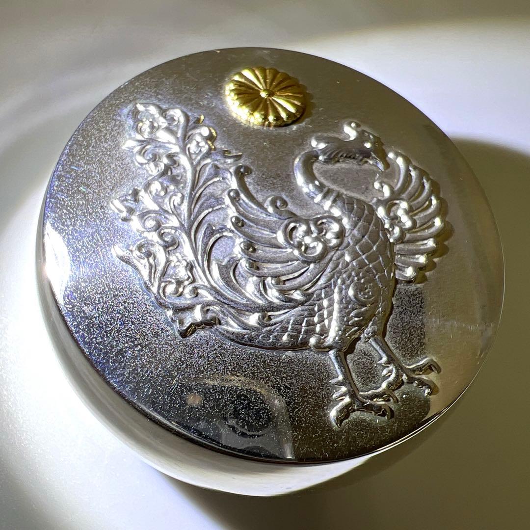 平成2年　純銀　天皇御即位記念鳳凰文ボンボニエール　共箱　東Y7-0804⭐︎1F