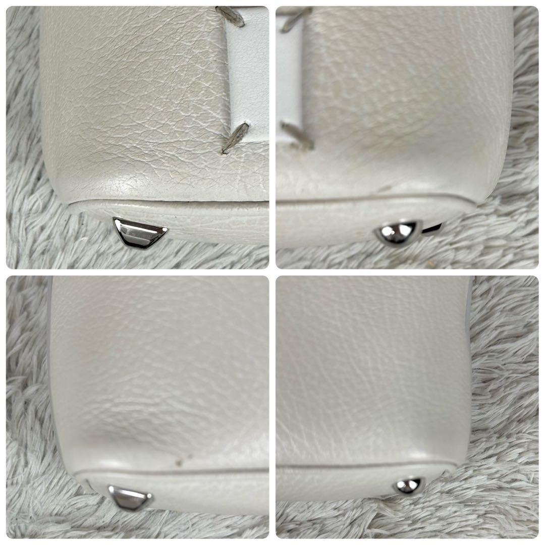 美品 メゾンマルジェラ レザー 2WAY ショルダーバッグ チェーン 5ac 白