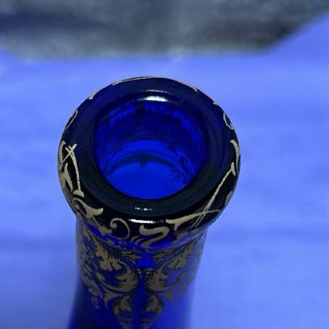 デキャンタとショットグラス6コセット コバルトブルーガラス