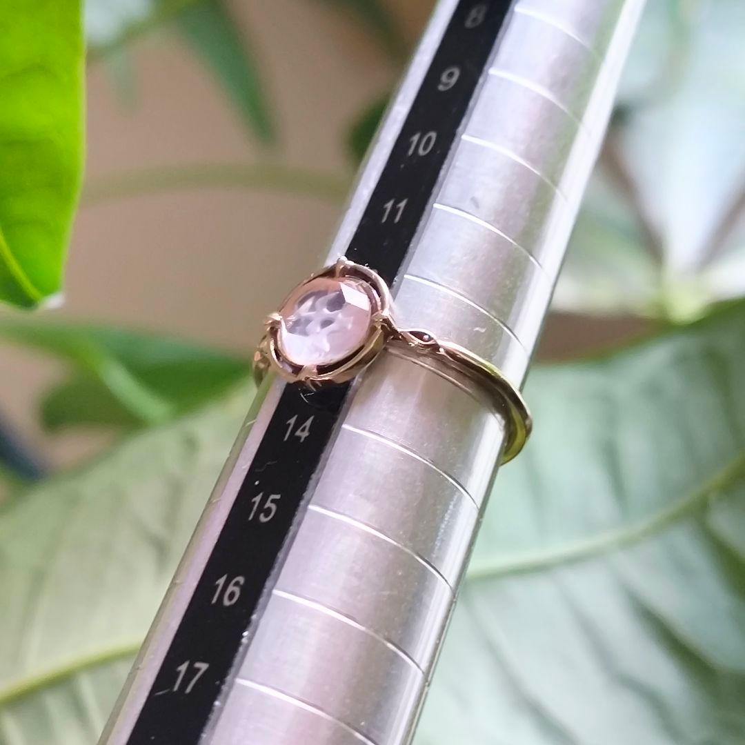 ①　リング　agete　K10 ゴールド　限定　鳥　ローズクォーツ　 13号