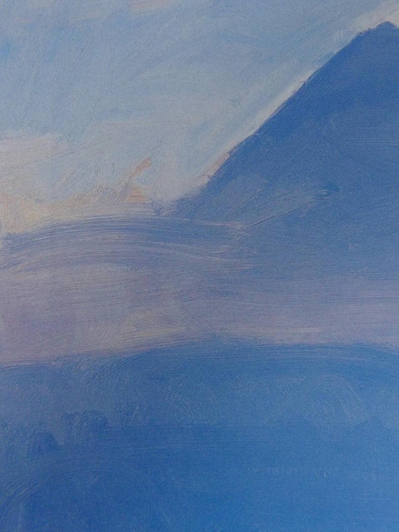 山下充、【夏の不二】、希少な額装用画集より、新品額装付