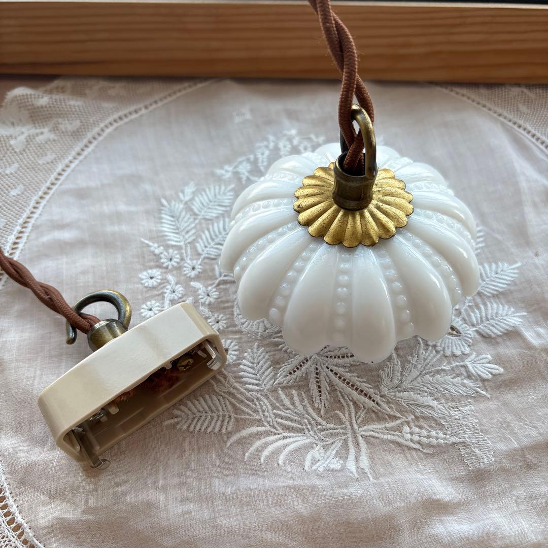 ご確認用　フランス アンティーク オパリンミルクガラス　ランプシェード